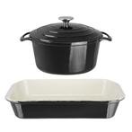 Braadpan en Ovenschaal Set | 2-delig | Gietijzer | Antiaa..., Verzenden