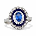 Verlovingsring - 18 karaat Witgoud - Saffier en Pavé