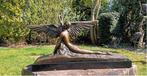 sculptuur, art deco vrouw met zwaan - 25 cm - Brons, Antiek en Kunst
