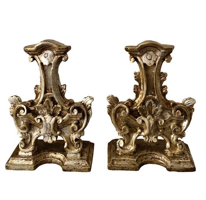 Een paar altaarversieringen - 35 cm (2) - Antiek - Hout -, Antiek en Kunst, Kunst | Niet-Westerse kunst