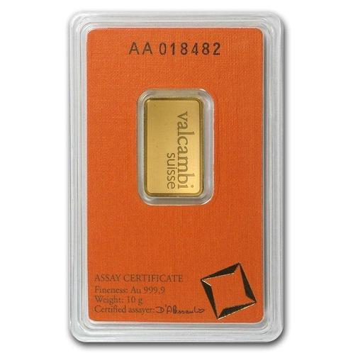 10 gram - Goud .999 - Valcambi, Switzerland - Gebroken proef, Postzegels en Munten, Edelmetalen en Baren