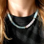 Gouden multi gekleurde kralen ketting | 45,5 cm (morganiet), Gebruikt, Overige kleuren, Ophalen of Verzenden, Met edelsteen
