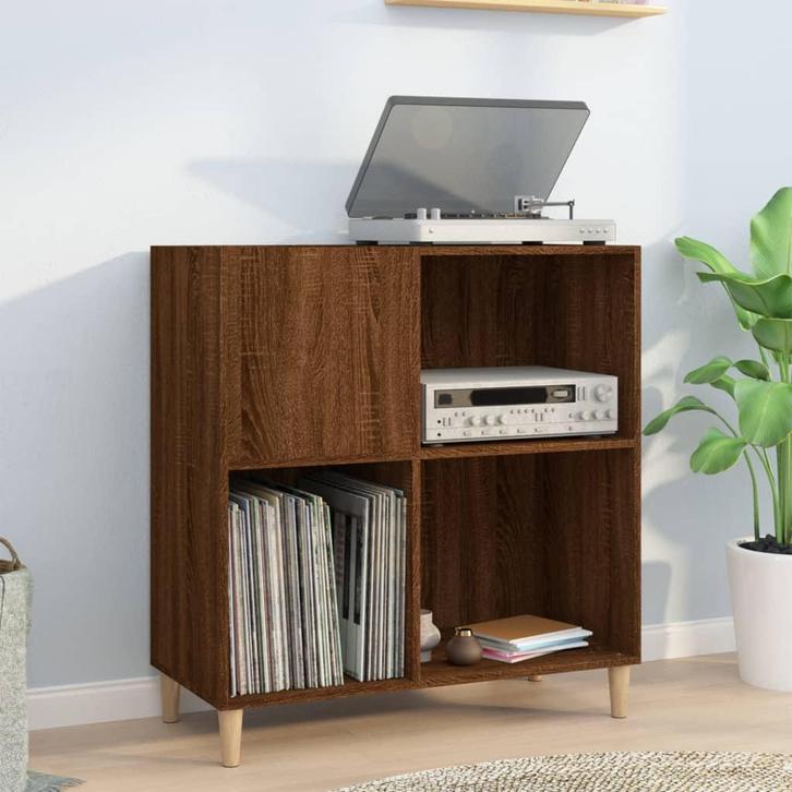 vidaXL Platenkast 84,5x38x89 cm bewerkt hout bruin, Huis en Inrichting, Kasten | Overige, Nieuw, Verzenden