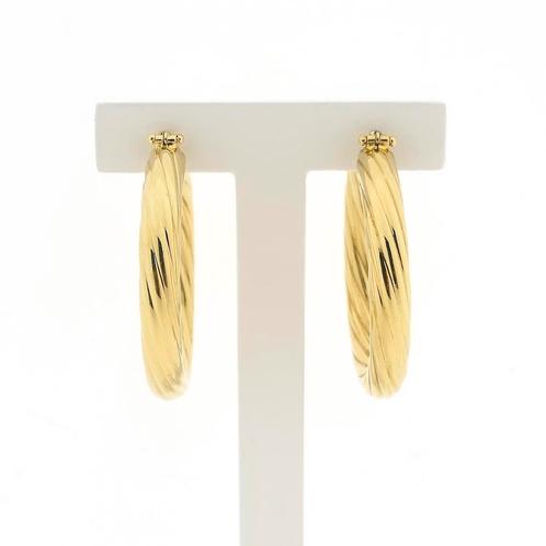 18 Krt. Gouden oorringen | Ø 38,7 mm (touw look, oorbellen), Sieraden, Tassen en Uiterlijk, Oorbellen, Overige kleuren, Gebruikt