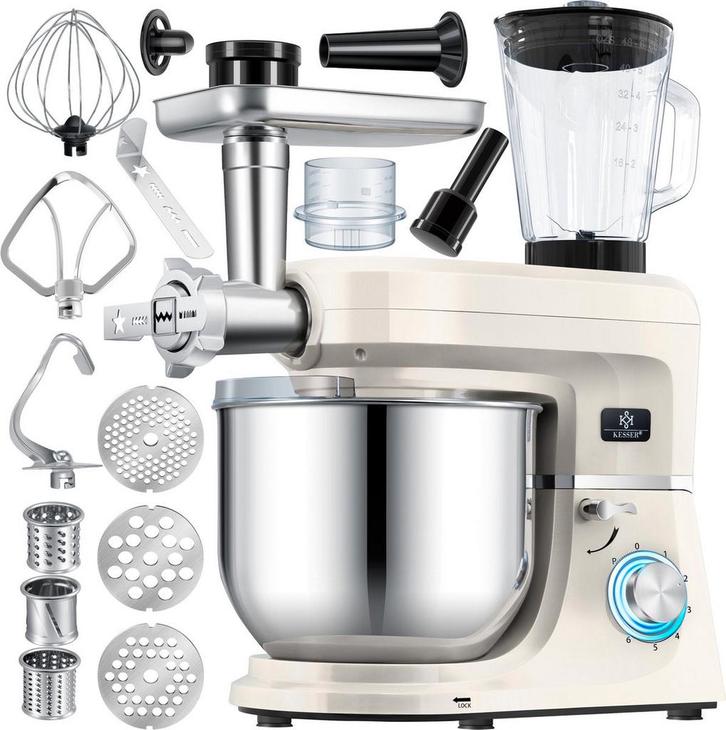 KESSER® 3-in-1 keukenmachine - Keukenrobot - 5,5L - Creme, Huis en Inrichting, Woonaccessoires | Kapstokken, Nieuw, Verzenden