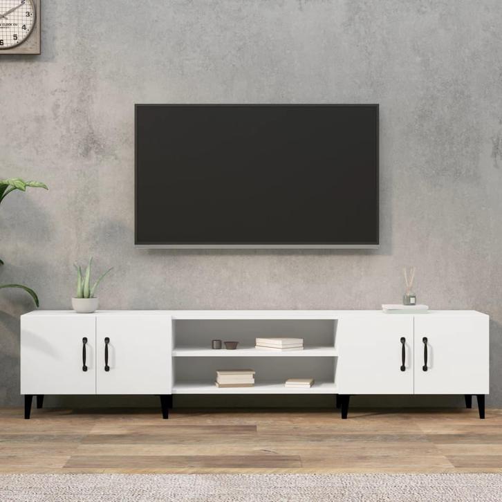 vidaXL Tv-meubel wit 180x31,5x40 cm bewerkt hout, Huis en Inrichting, Kasten | Televisiemeubels, 25 tot 50 cm, Nieuw, Overige houtsoorten