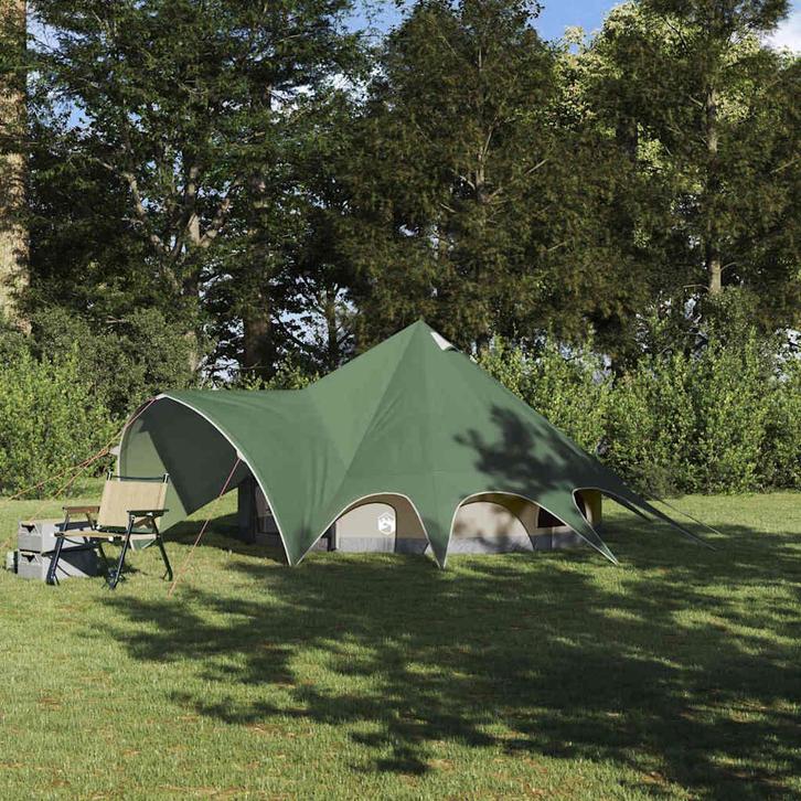 vidaXL Teepee Tent met dak Groen en Grijs 600 x 600 x 347 cm, Caravans en Kamperen, Tenten, Nieuw, Verzenden