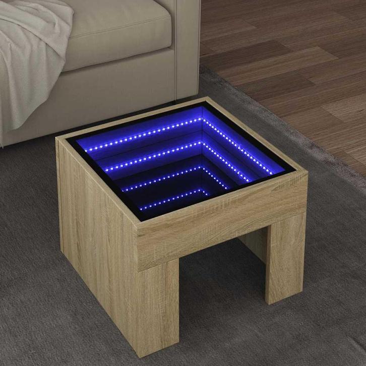 vidaXL Salontafel met Infinity LED 40x40x30 cm sonoma, Huis en Inrichting, Tafels | Salontafels, 50 tot 100 cm, Nieuw, Overige houtsoorten