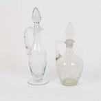 (2) Glazen en Craquelé Glazen Karaffen, Antiek en Kunst, Antiek | Glas en Kristal, Ophalen