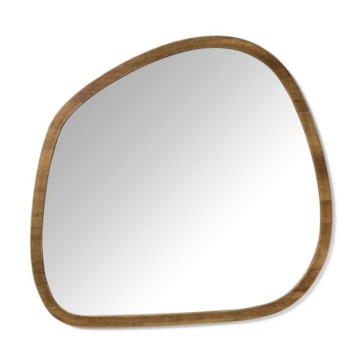 Spiegel organic - bruin - 69x73 cm, Huis en Inrichting, Woonaccessoires | Spiegels, Verzenden