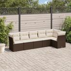 vidaXL 6-delige Loungeset met kussens poly rattan bruin, Verzenden, Nieuw, Rotan, Loungeset