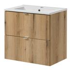 Wastafelonderkast met wastafel Newport 57x60x39 cm eikenkleu, Huis en Inrichting, Badkamer | Badkamermeubels, Verzenden, Nieuw