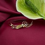 Gouden fantasie broche met diamant | 0,15 ct. (vintage), Sieraden, Tassen en Uiterlijk, Broches, Gebruikt, Overige kleuren, Ophalen of Verzenden