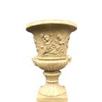 Tuinvaas met engelen – 80 cm – zandsteen kleur – steen, Tuin en Terras, Ophalen of Verzenden, Nieuw