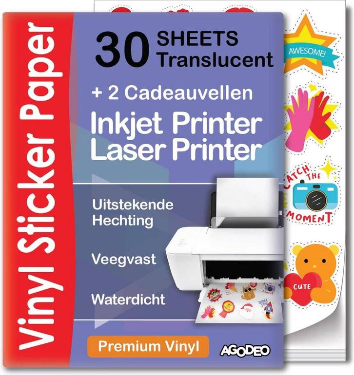 30 Translucent (Semi-Transparant) Stickervellen A4 Printer, Computers en Software, Printers, Zo goed als nieuw, Ophalen of Verzenden