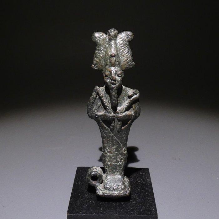 Oud-Egyptisch Brons Osiris godssculptuur. 8 cm hoog. Late, Verzamelen, Mineralen en Fossielen