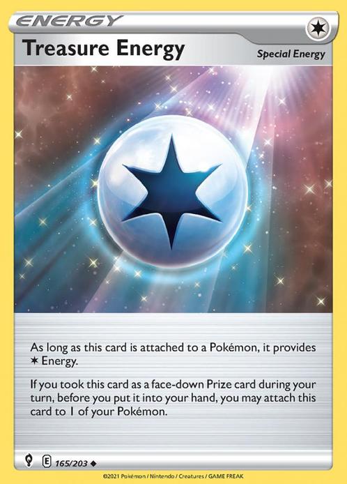 treasure energy 165/203 evolving skies, Hobby en Vrije tijd, Verzamelkaartspellen | Pokémon, Losse kaart, Nieuw, Foil, Ophalen of Verzenden