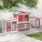 vidaXL Konijnenhok voor buiten groot 201x45x85 cm hout rood, Dieren en Toebehoren, Knaagdieren en Konijnen | Hokken en Kooien