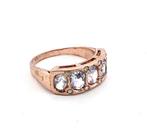 Zonder Minimumprijs - Ring - 9 kt. Roségoud, Zilver Saffier, Nieuw