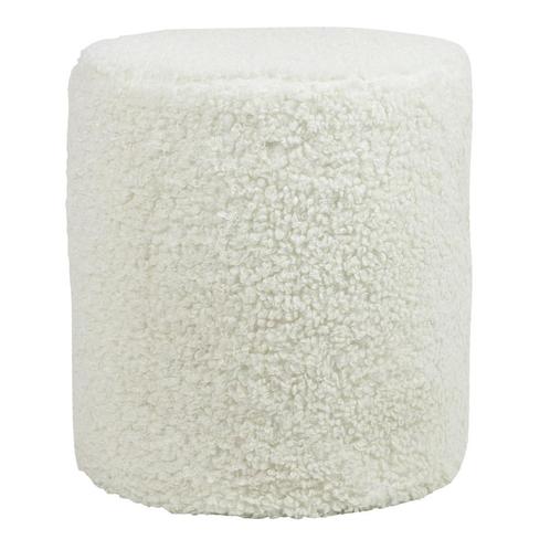 poef teddy krul wit rond dia 40cm, Huis en Inrichting, Woonaccessoires | Overige, Verzenden