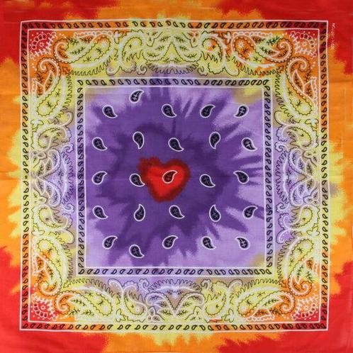 Bandana Zakdoek Tie Dye Paisley Print Paars Geel Rood, Sieraden, Tassen en Uiterlijk, Uiterlijk | Haarverzorging