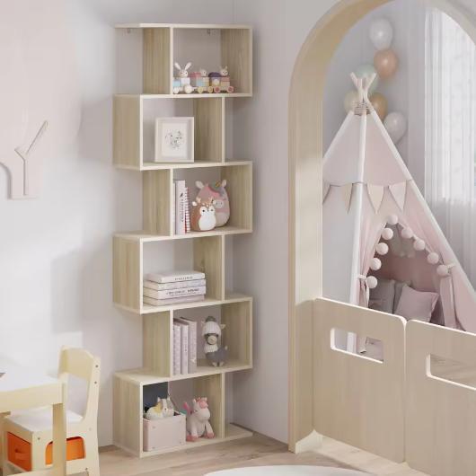 S-vormige Boekenkast 6 Niveaus – Moderne Staande Opbergplank, Huis en Inrichting, Kasten | Boekenkasten, Nieuw, Verzenden