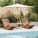 vidaXL Ligstoelen 2 st schommelend met kussens massief, Tuin en Terras, Tuinstoelen, Verzenden, Nieuw