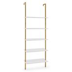 LIVSK Wandrek Ladderdesign - 5 Planken - Goudkleurig Metaal, Huis en Inrichting, Kasten | Boekenkasten, Verzenden, Nieuw