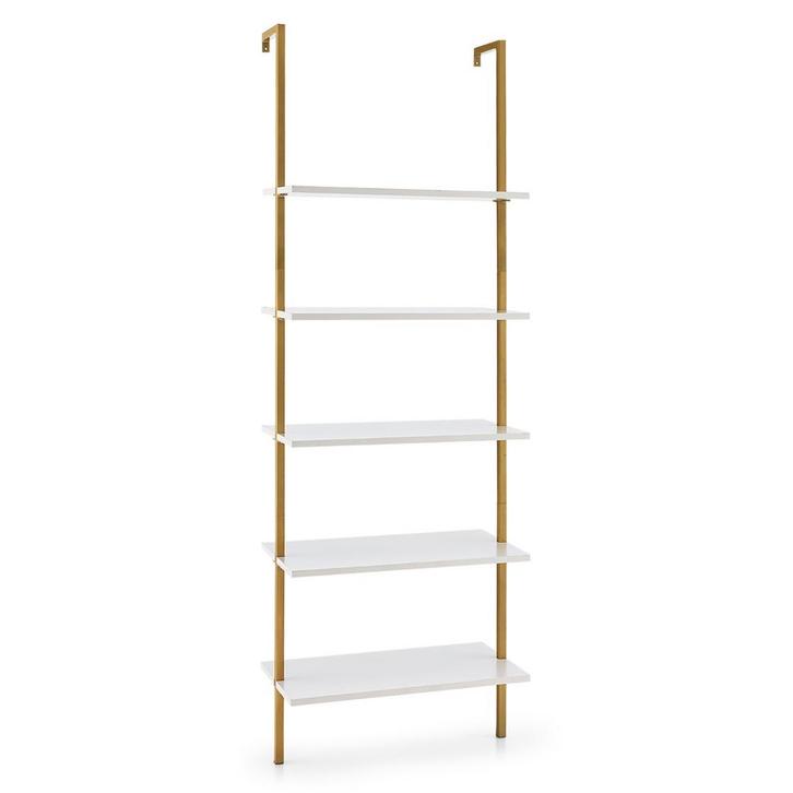 LIVSK Wandrek Ladderdesign - 5 Planken - Goudkleurig Metaal, Huis en Inrichting, Kasten | Boekenkasten, Nieuw, Verzenden