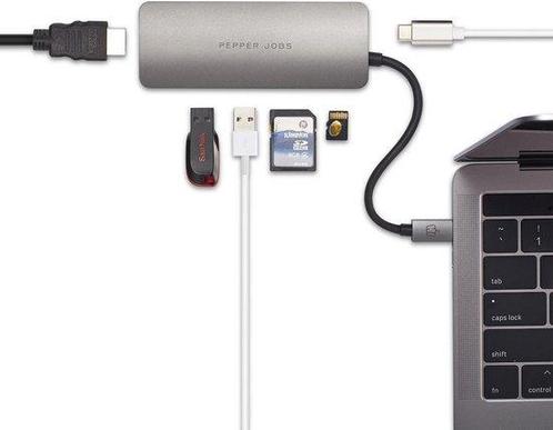 USB C HUB TCH-4 grijs | 4-in-1 USB C Adapter | Oplader, Computers en Software, USB Sticks, Verzenden