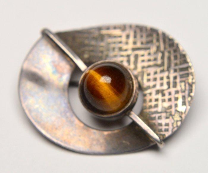 Zonder Minimumprijs - Broche 835 zilver Kattenoog, Sieraden, Tassen en Uiterlijk, Antieke sieraden