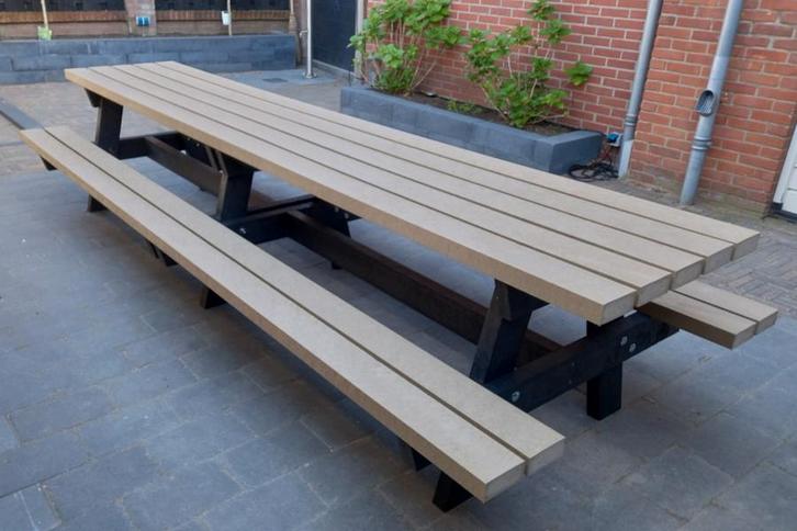 Rockwood® Picknicktafel Vlier - Zwaar Kunststof - Sand Beige, Tuin en Terras, Picknicktafels, Nieuw, Hout, Rechthoekig, Ophalen of Verzenden