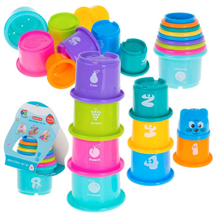 Educatieve Stapeltoren Kopjes - Toren - Piramide - Cijfers, Kinderen en Baby's, Speelgoed | Babyspeelgoed, Ophalen of Verzenden