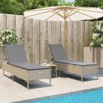 vidaXL Ligstoelen 2 st met kussens poly rattan beige, Tuin en Terras, Ligbedden, Verzenden, Nieuw