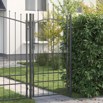 vidaXL Tuinpoort met slot Grijs 100 x 200 cm Staal beschikbaar voor biedingen