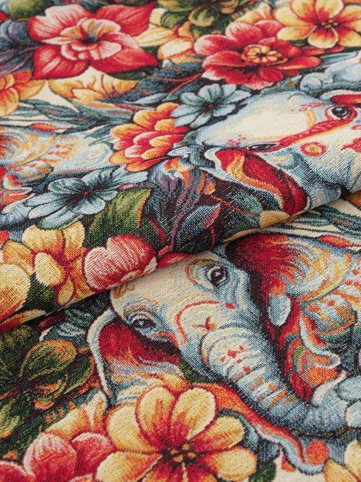 Premium kleurrijk Gobelin Jacquard stof: Elephant Garden -, Antiek en Kunst, Antiek | Kleden en Textiel