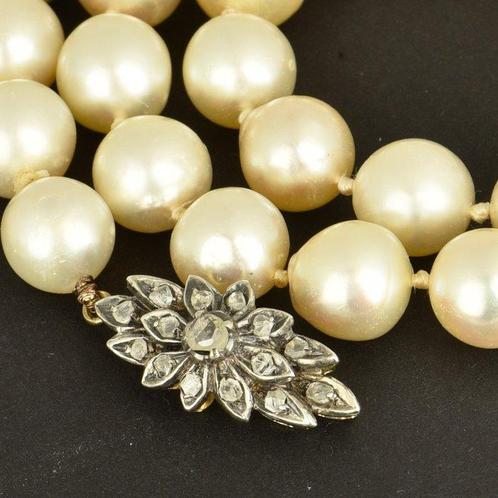 Halsketting - 18 karaat Geel goud Parel - Diamant, Sieraden, Tassen en Uiterlijk, Kettingen