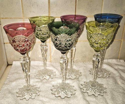 6 glazen Val Saint Lambert Verrept - Wijnglas - Kristal, Antiek en Kunst, Antiek | Meubels | Tafels