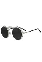 Ronde Zonnebril Flip Up Zilver Montuur Rond Zwarte Glazen Vi, Sieraden, Tassen en Uiterlijk, Zonnebrillen en Brillen | Dames, Nieuw