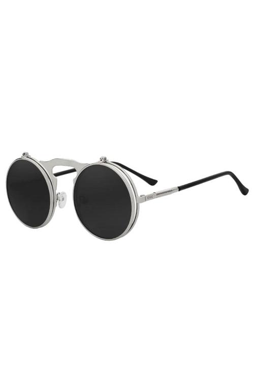 Ronde Zonnebril Flip Up Zilver Montuur Rond Zwarte Glazen Vi, Sieraden, Tassen en Uiterlijk, Zonnebrillen en Brillen | Dames, Zwart