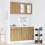 vidaXL 4-delige Keukenkastenset Lyon bewerkt hout artisanaal, Verzenden, Nieuw, Bruin
