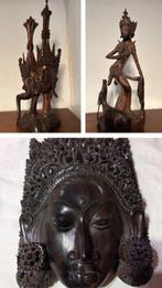 3 houten beeldjes Bali - Hout - Indonesië - Eind 20e eeuw, Antiek en Kunst, Kunst | Niet-Westerse kunst