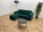 Groene Velvet Hoekbank ~ Losse Kussens Met Afneembare, Huis en Inrichting, Ophalen of Verzenden, Nieuw