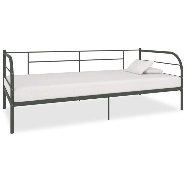 vidaXL Bedbank metaal grijs 90x200 cm, Huis en Inrichting, Slaapkamer | Bedden, 90 cm, 200 cm, Grijs, Eenpersoons, Nieuw, Metaal