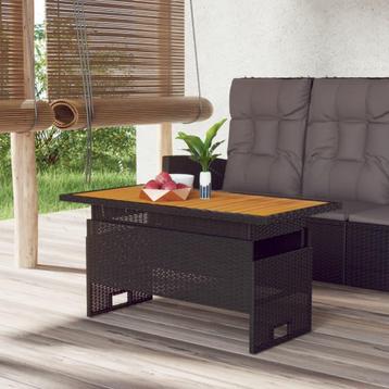 vidaXL Tuintafel 100x50x43/63 cm acaciahout en poly rattan beschikbaar voor biedingen