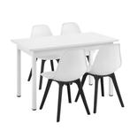 Eethoek Lendava 5-delig tafel met 4 stoelen wit en wit/zwart, Nieuw, Verzenden