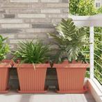 vidaXL Vierkante Bloempot 6 pcs Baksteenrood 43 x 43 x 33,5, Verzenden, Nieuw, Kunststof, Minder dan 60 cm