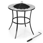 Outdoor Vuurkorf Ronde Vuurtafel met Gaas Deksel 65 x 65 x 7