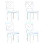 Eetkamerstoelen 4 st massief rubberwood wit ( Poef) ( Poef), Huis en Inrichting, Stoelen, Verzenden, Nieuw