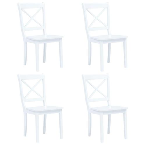 Eetkamerstoelen 4 st massief rubberwood wit ( Poef) ( Poef), Huis en Inrichting, Stoelen, Nieuw, Verzenden